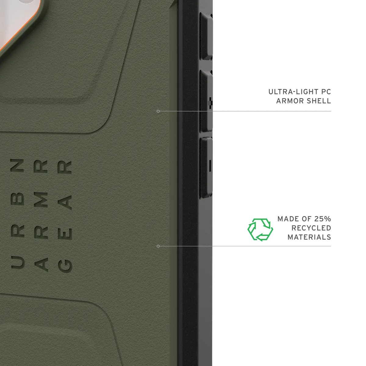 UAG รุ่น Civilian (Magsafe) - เคส iPhone 17 - สี Olive/Orange