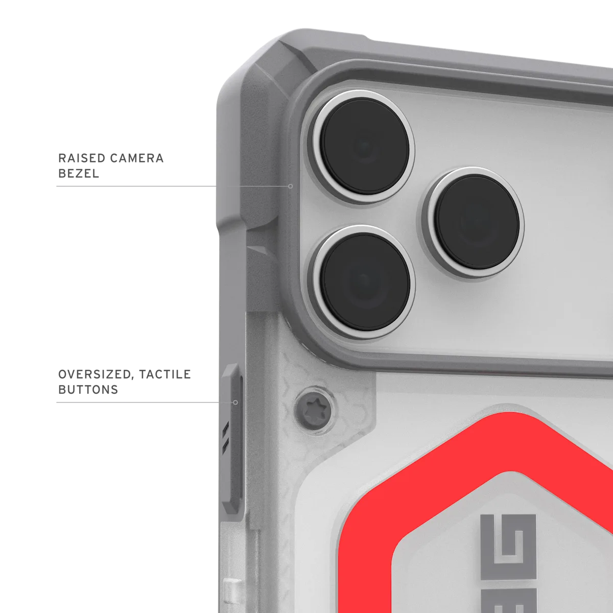 UAG รุ่น Pathfinder Clear (Magsafe) - เคส iPhone 17 Pro Max - สี Active Lava/Lanyard