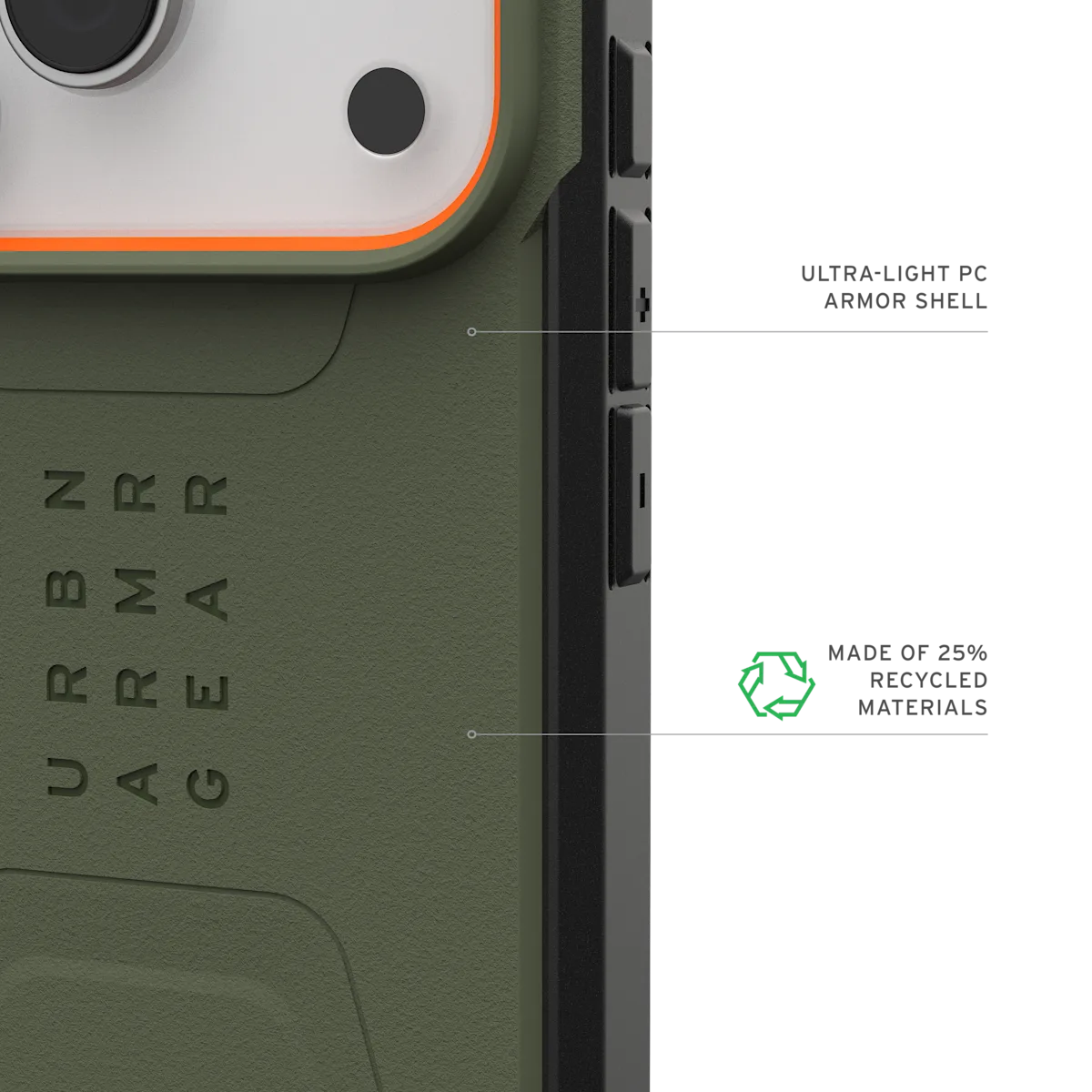 UAG รุ่น Civilian (Magsafe) - เคส iPhone 17 Pro - สี Olive/Orange