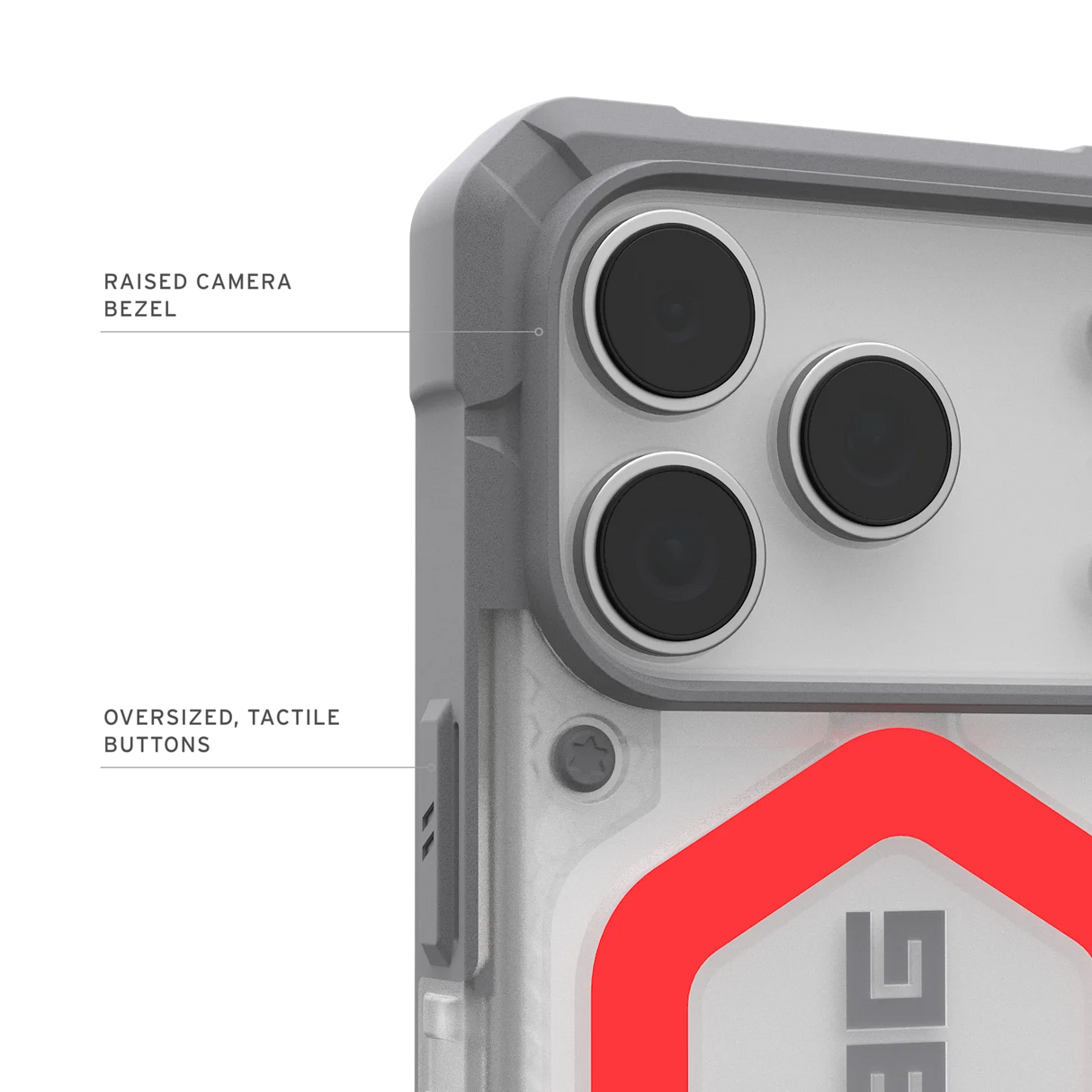 UAG รุ่น Pathfinder Clear (Magsafe) - เคส iPhone 17 Pro - สี Active Lava/Lanyard
