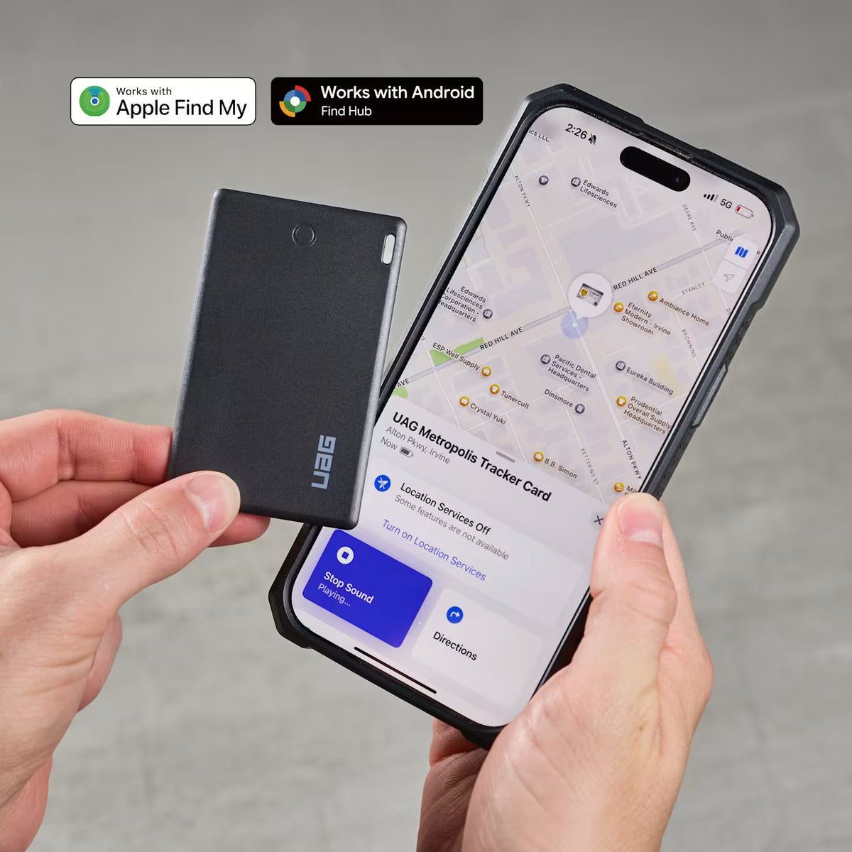 UAG รุ่น Metropolis Wallet with Tracker Card - ที่เก็บบัตรติดหลังมือถือ - สี Kevlar Black