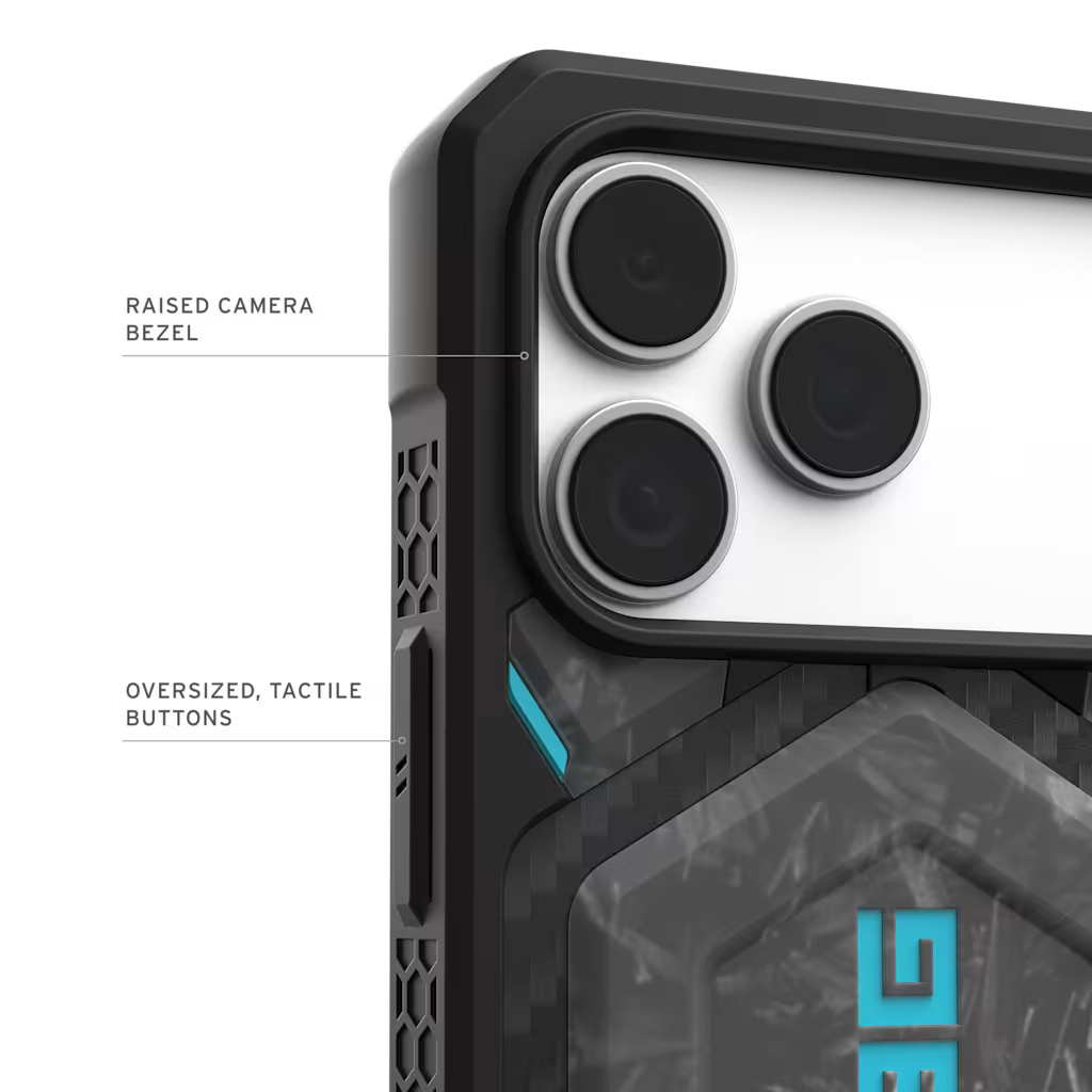 UAG รุ่น Monarch Pro - เคส iPhone 17 Pro Max – สี Forged Carbon Fiber/Blue (Limited Edition)