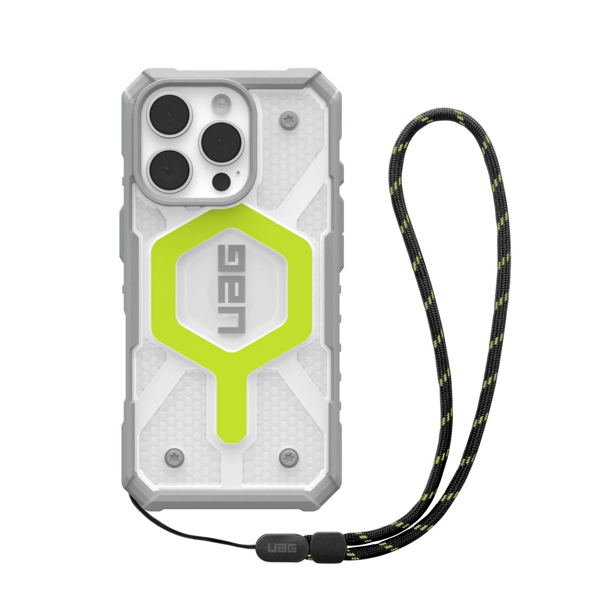 UAG รุ่น Pathfinder Clear Magsafe Bundle – เคส iPhone 16 Pro – สี Active Neon/Lanyard