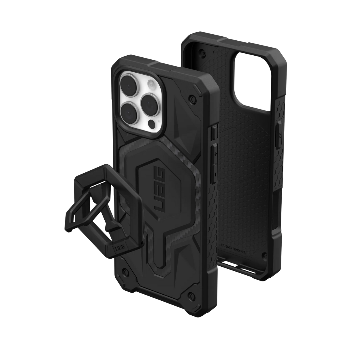 UAG รุ่น Monarch Pro Bundle - เคส iPhone 16 Pro Max - สี Carbon Fiber/Black Stand