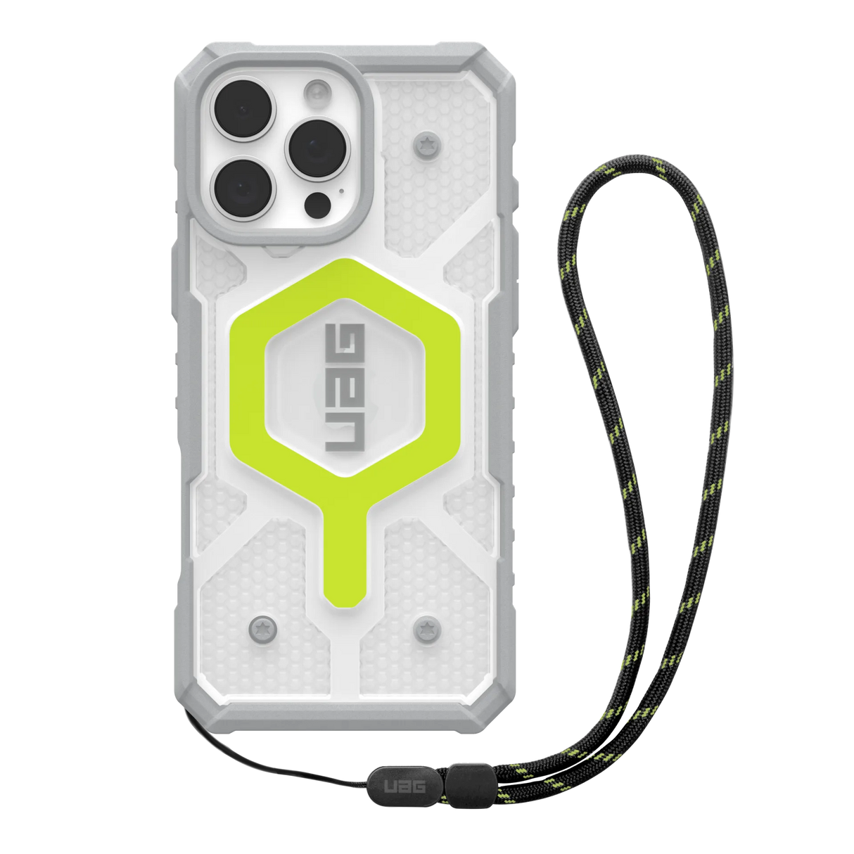 UAG รุ่น Pathfinder Clear Magsafe Bundle - เคส iPhone 16 Pro Max - สี Active Neon/Lanyard