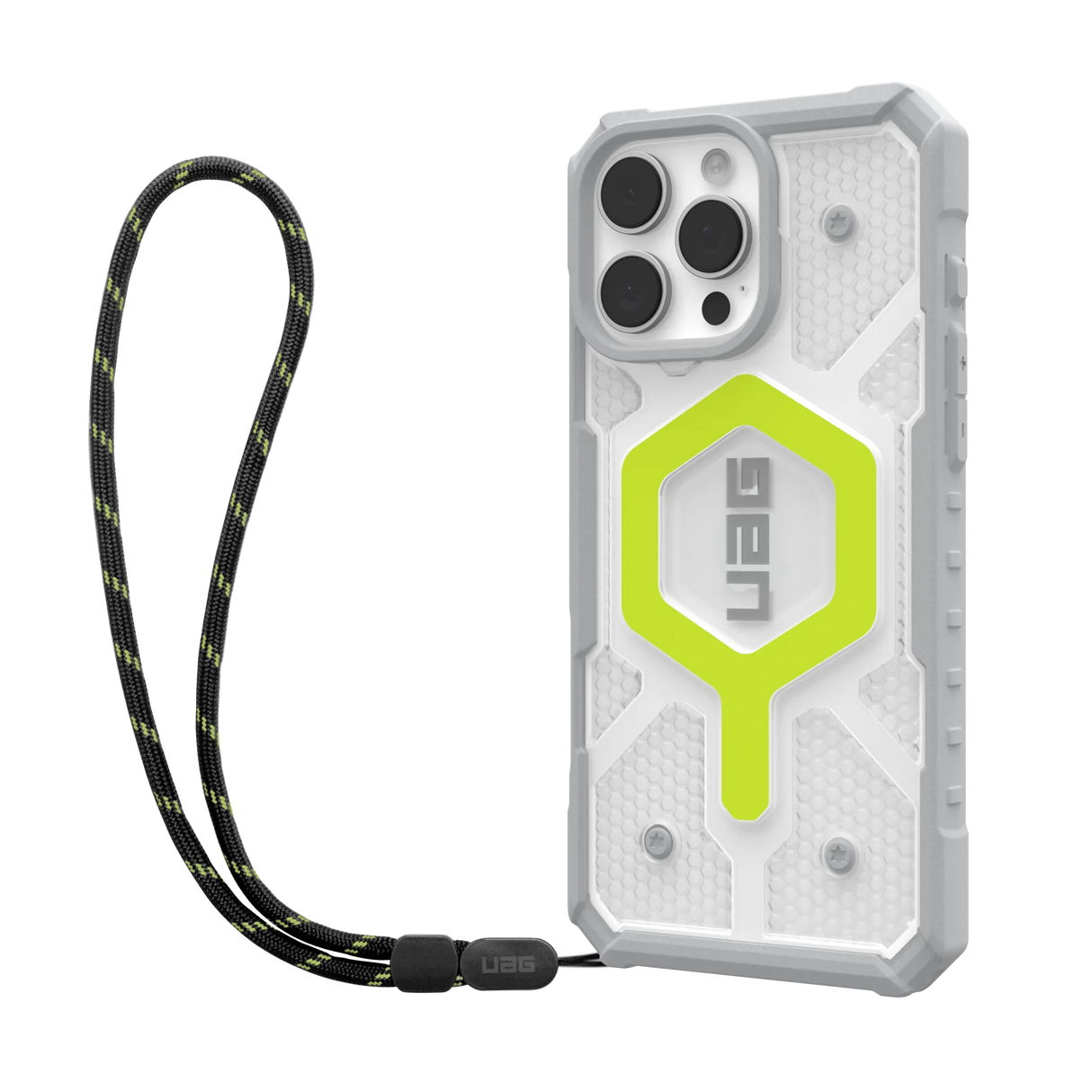 UAG รุ่น Pathfinder Clear Magsafe Bundle - เคส iPhone 16 Pro Max - สี Active Neon/Lanyard