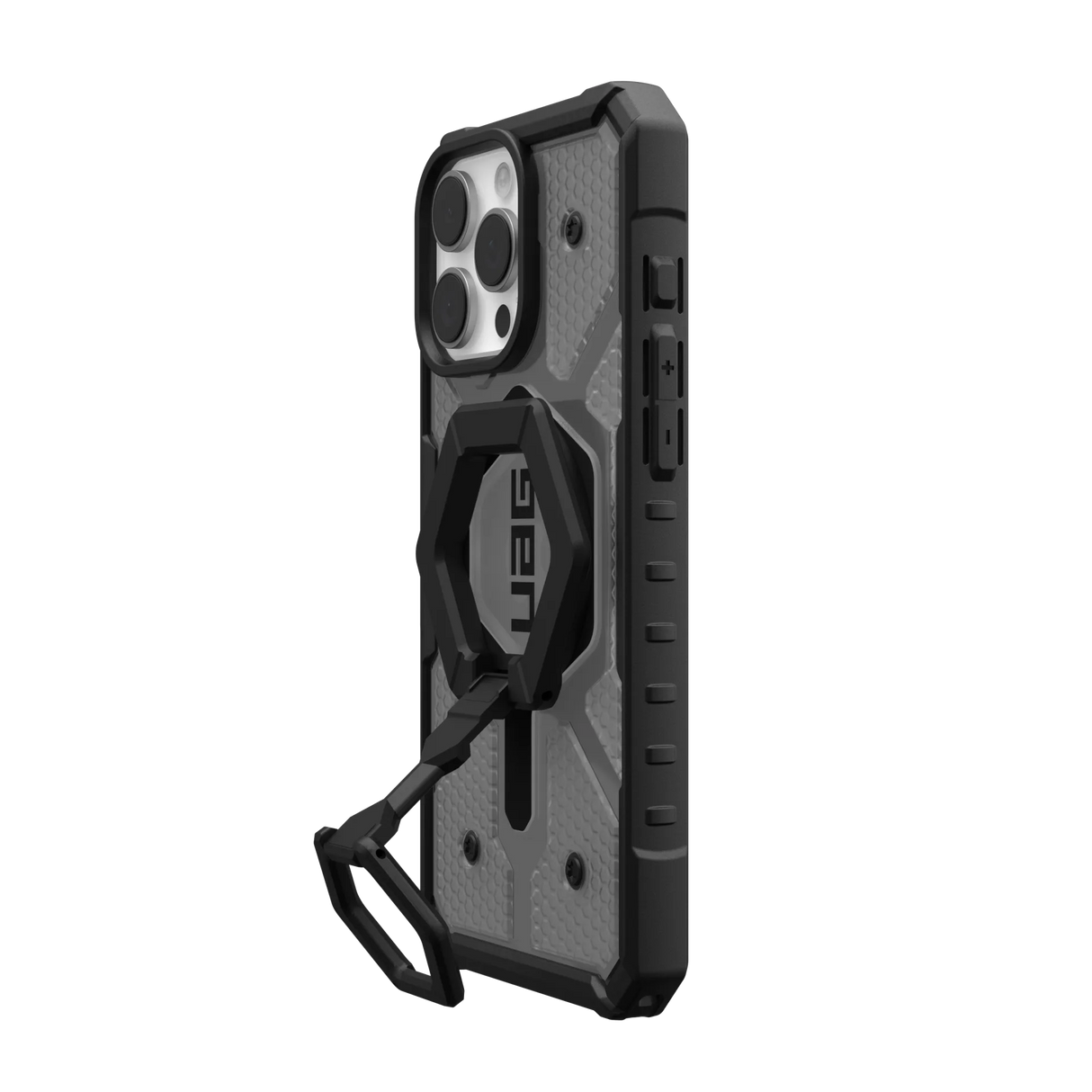 UAG รุ่น Pathfinder Clear Magsafe Bundle - เคส iPhone 16 Pro Max - สี Ash/Black Stand