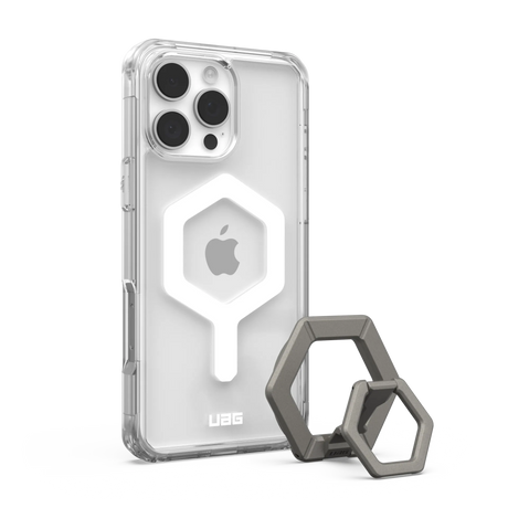 UAG รุ่น Plyo Magsafe Bundel – เคส iPhone 16 Pro Max – สี Ice White/Titanium Stand