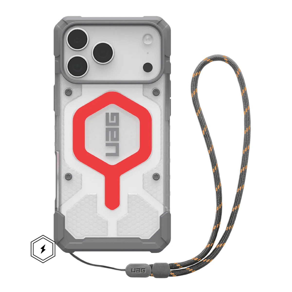 UAG รุ่น Pathfinder Clear (Magsafe) - เคส iPhone 17 Pro Max - สี Active Lava/Lanyard