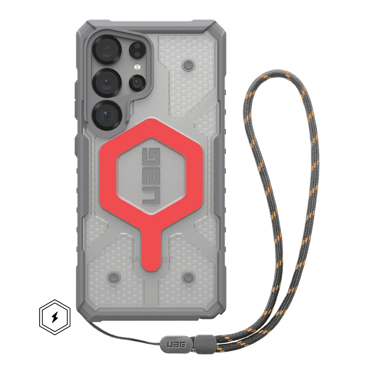 UAG รุ่น Pathfinder Clear with Magnetic Bundle - เคส Galaxy S25 Ultra - สี Active Lava/Lanyard