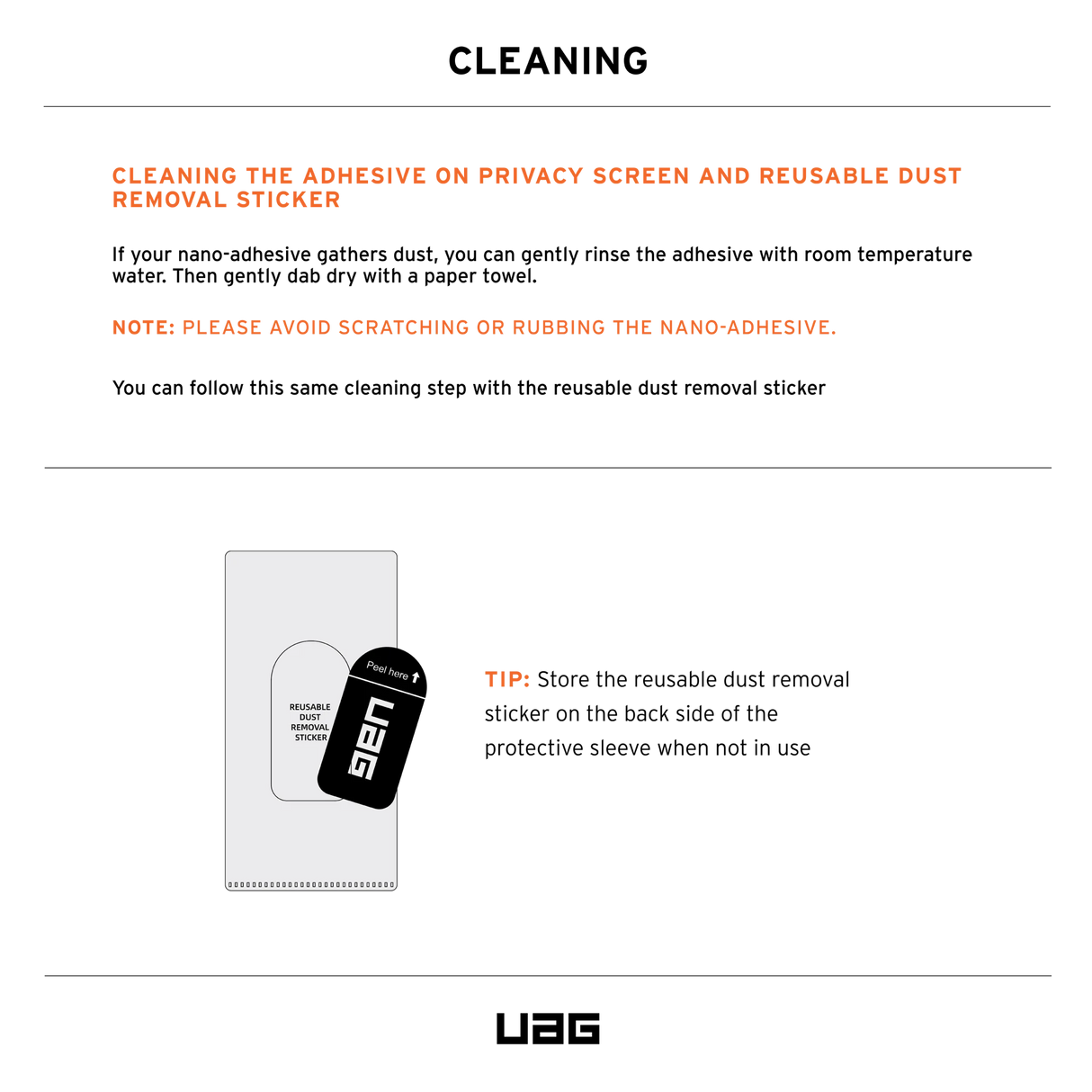 UAG รุ่น Removable Privacy Eco – ฟิล์ม iPhone 16 Pro – สี Clear