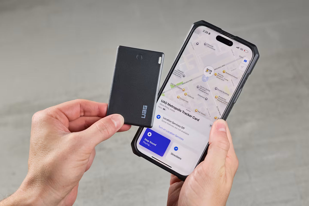 UAG รุ่น Metropolis Wallet with Tracker Card - ที่เก็บบัตรติดหลังมือถือ - สี Kevlar Black
