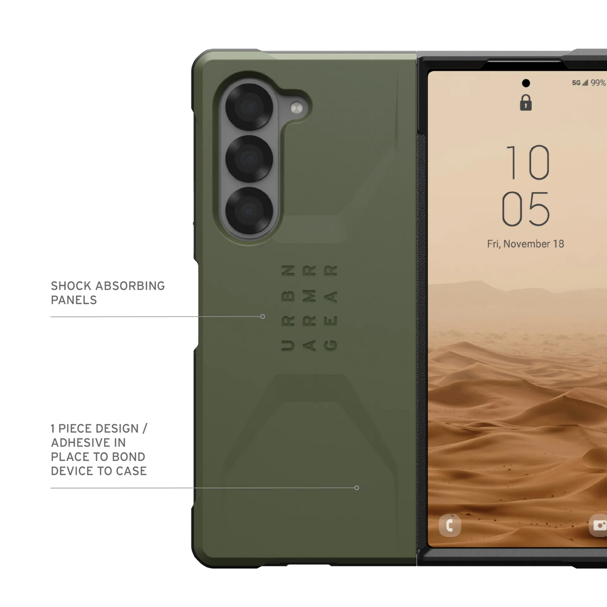 เคส UAG รุ่น Civilian - Galaxy Z Fold 6 - สี Olive Drab