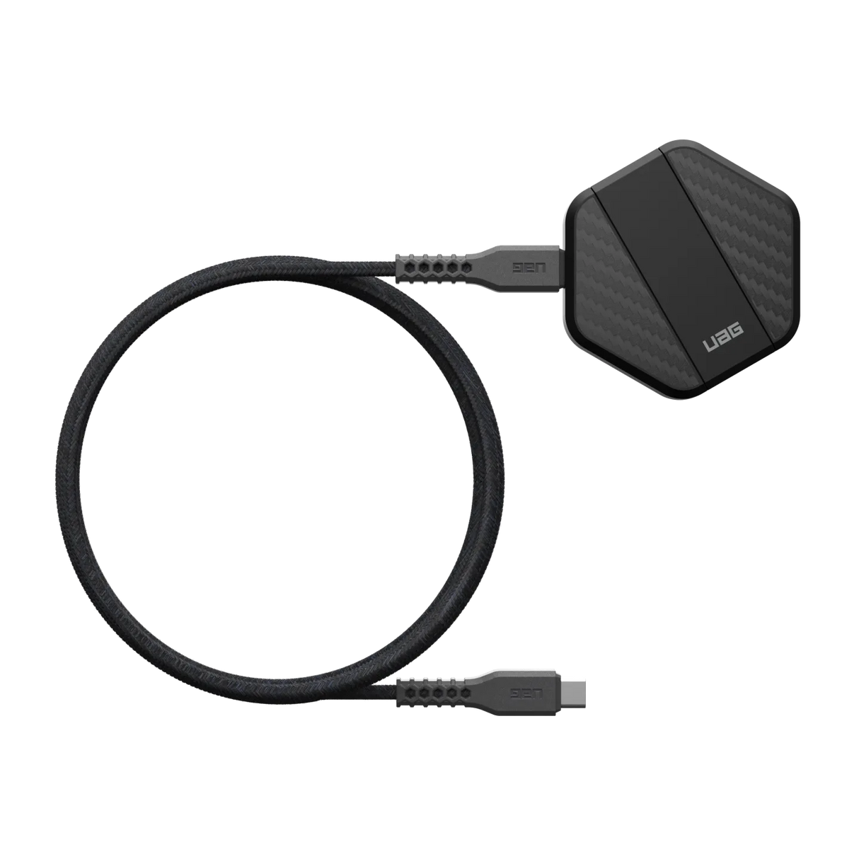 แท่นชาร์จไร้สายพร้อมขาตั้ง UAG รุ่น Portable Wireless Charging Pad – สี Carbon Fiber Black