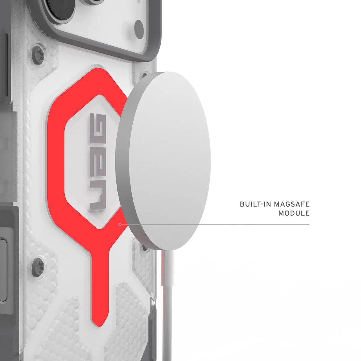 UAG รุ่น Pathfinder Clear (Magsafe) - เคส iPhone 17 Pro Max - สี Active Lava/Lanyard