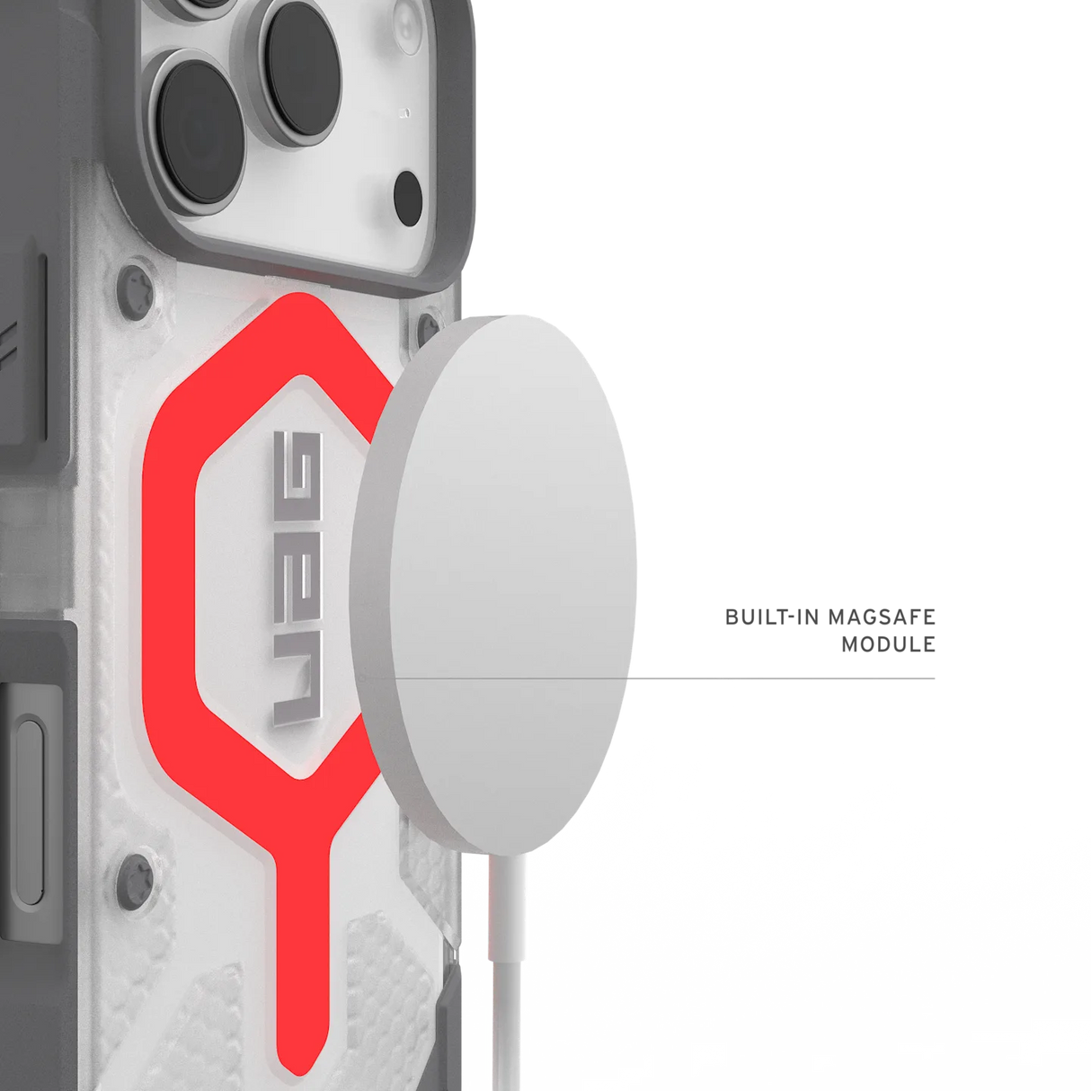 UAG รุ่น Pathfinder Clear (Magsafe) - เคส iPhone 17 Pro - สี Active Lava/Lanyard