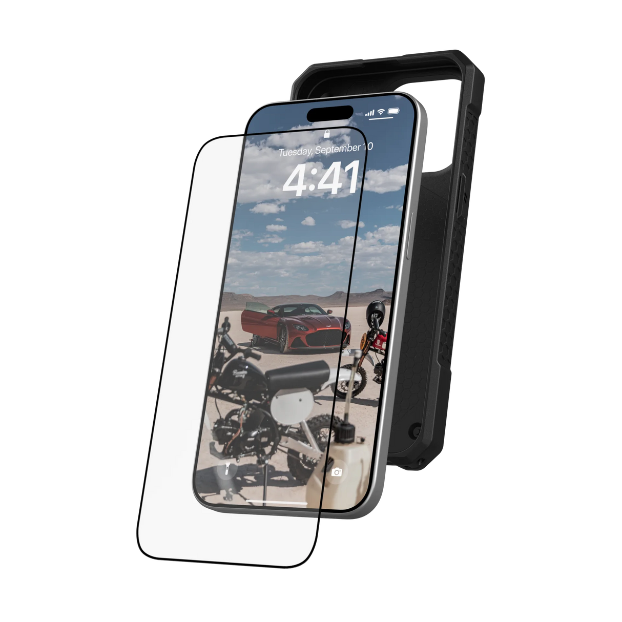 ฟิล์มกระจก UAG รุ่น Glass Screen Shield Plus - iPhone 15 Pro Max - สี Clear/Black