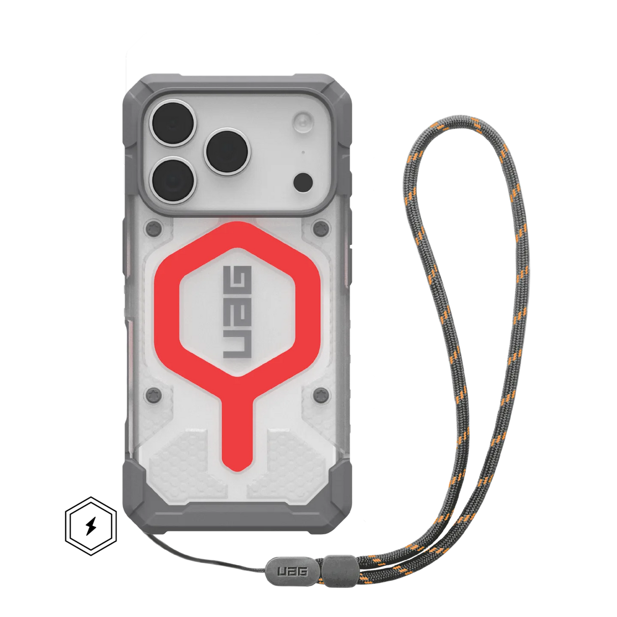 UAG รุ่น Pathfinder Clear (Magsafe) - เคส iPhone 17 Pro - สี Active Lava/Lanyard